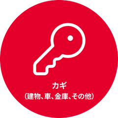 カギ（建物、車、金庫、その他）
